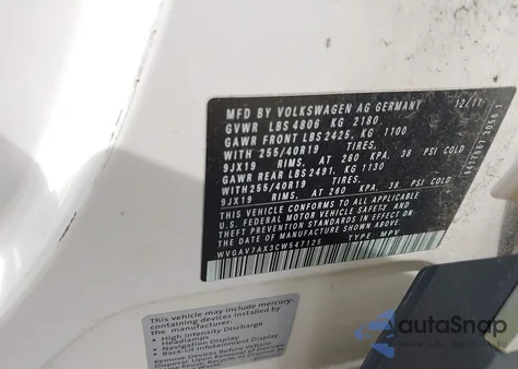 2012 Volkswagen Tiguan Sel from USA, damaged, VIN WVGAV7AX3CW547125